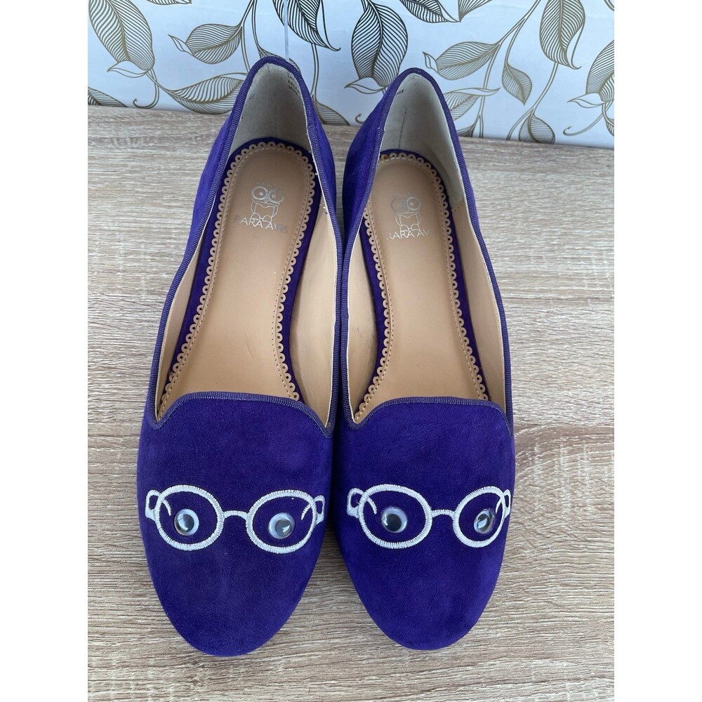 Rara Avis Iris Apfel Purple Suede Glasses Flats Loafers 9M Quirky - Picture 8 of 8